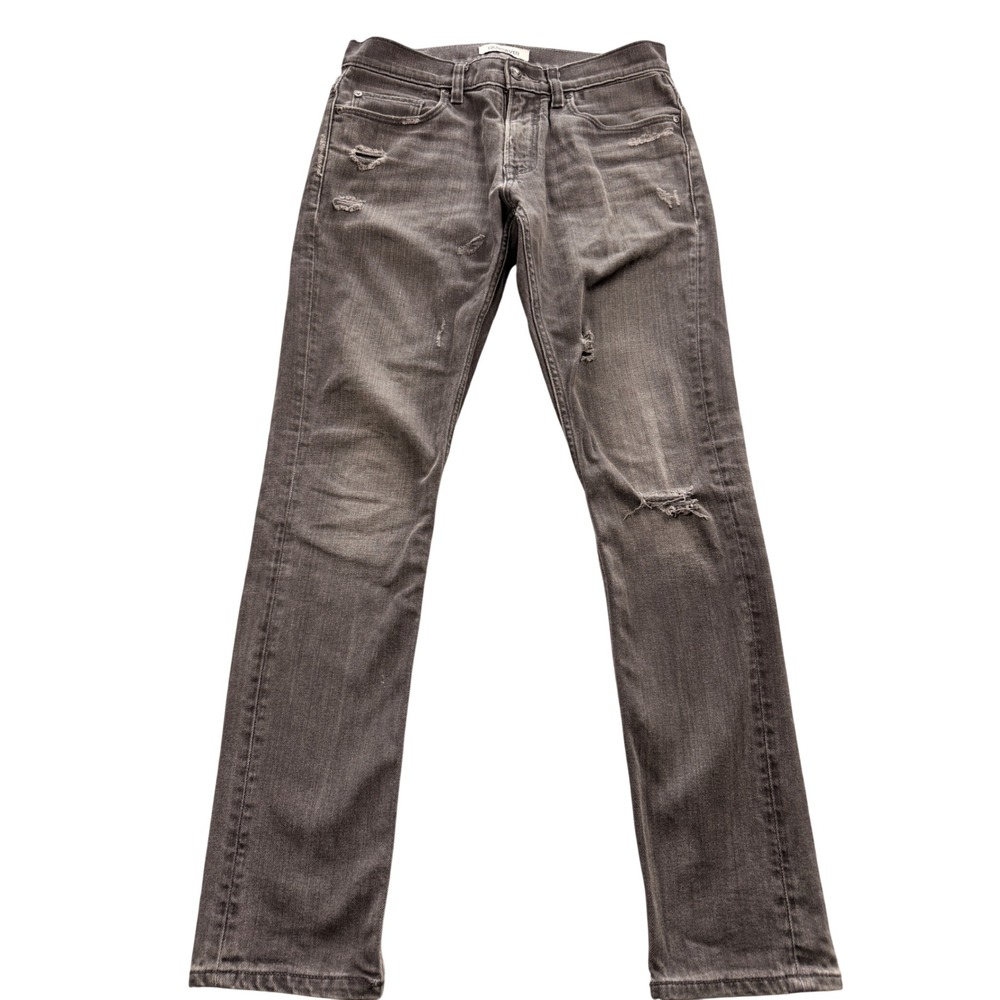 Quiksilver Mens Slim Straight‎ Distressed Grey Denim Jeans Size 31x30 Charcoal